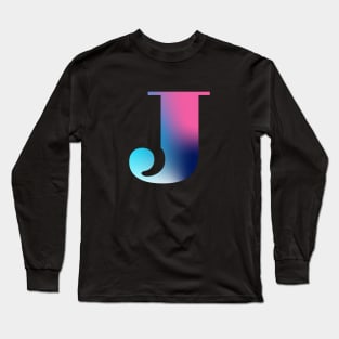 Capital Letter J Monogram Gradient Pink Blue White Long Sleeve T-Shirt